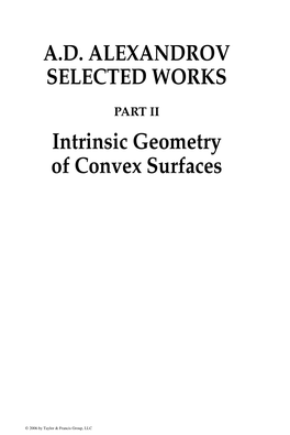 Intrinsic Geometry of Convex Surfaces