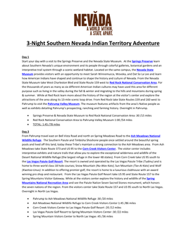 3-Night Southern Nevada Indian Territory Adventure