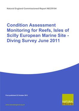 Condition Assessment Monitoring for Reefs, Isles of Scilly European Marine Site - Diving Survey June 2011