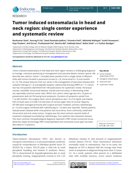 Tumor Induced Osteomalacia in Head and Neck Region: Single Center Experience and Systematic Review