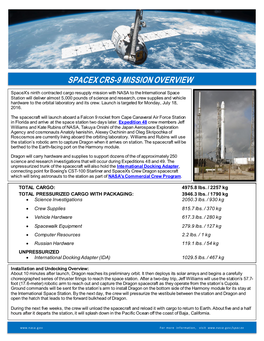 Spacex Crs-9 Mission Overview