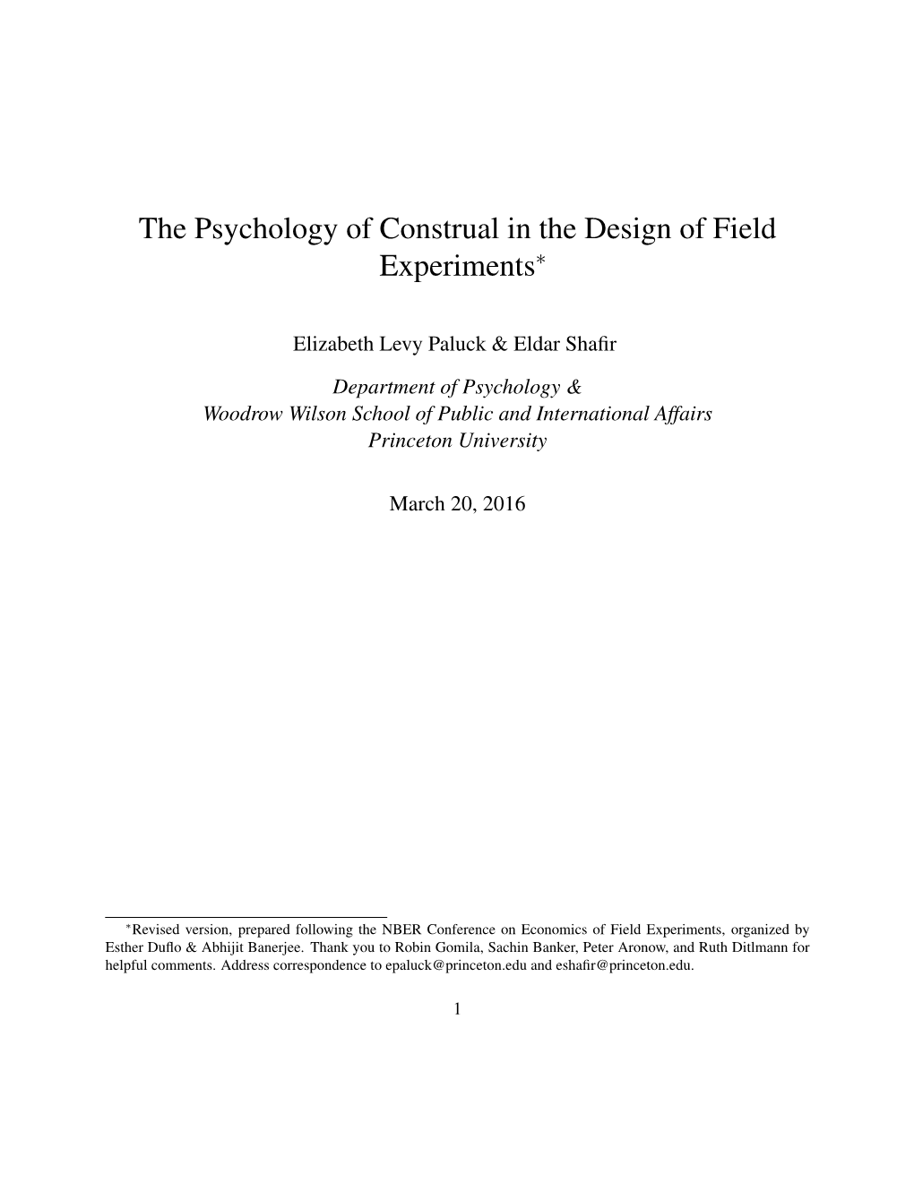 The Psychology of Construal in the Design of Field Experiments∗