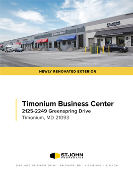 Timonium Business Center 2125-2249 Greenspring Drive Timonium, MD 21093