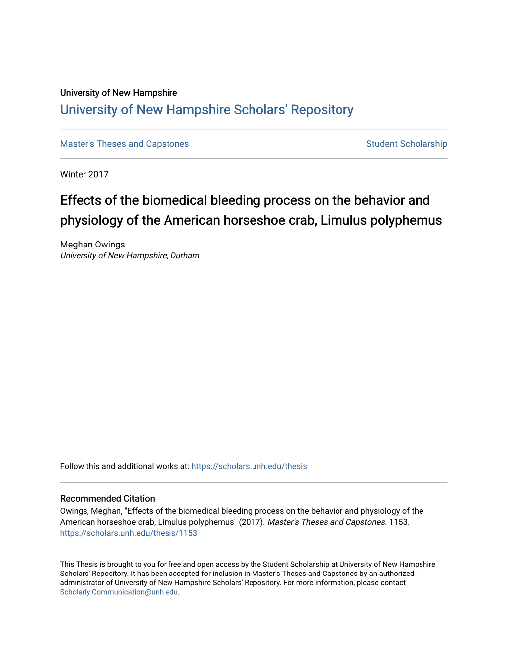 Effects of the Biomedical Bleeding Process on the Behavior and Physiology of the American Horseshoe Crab, Limulus Polyphemus