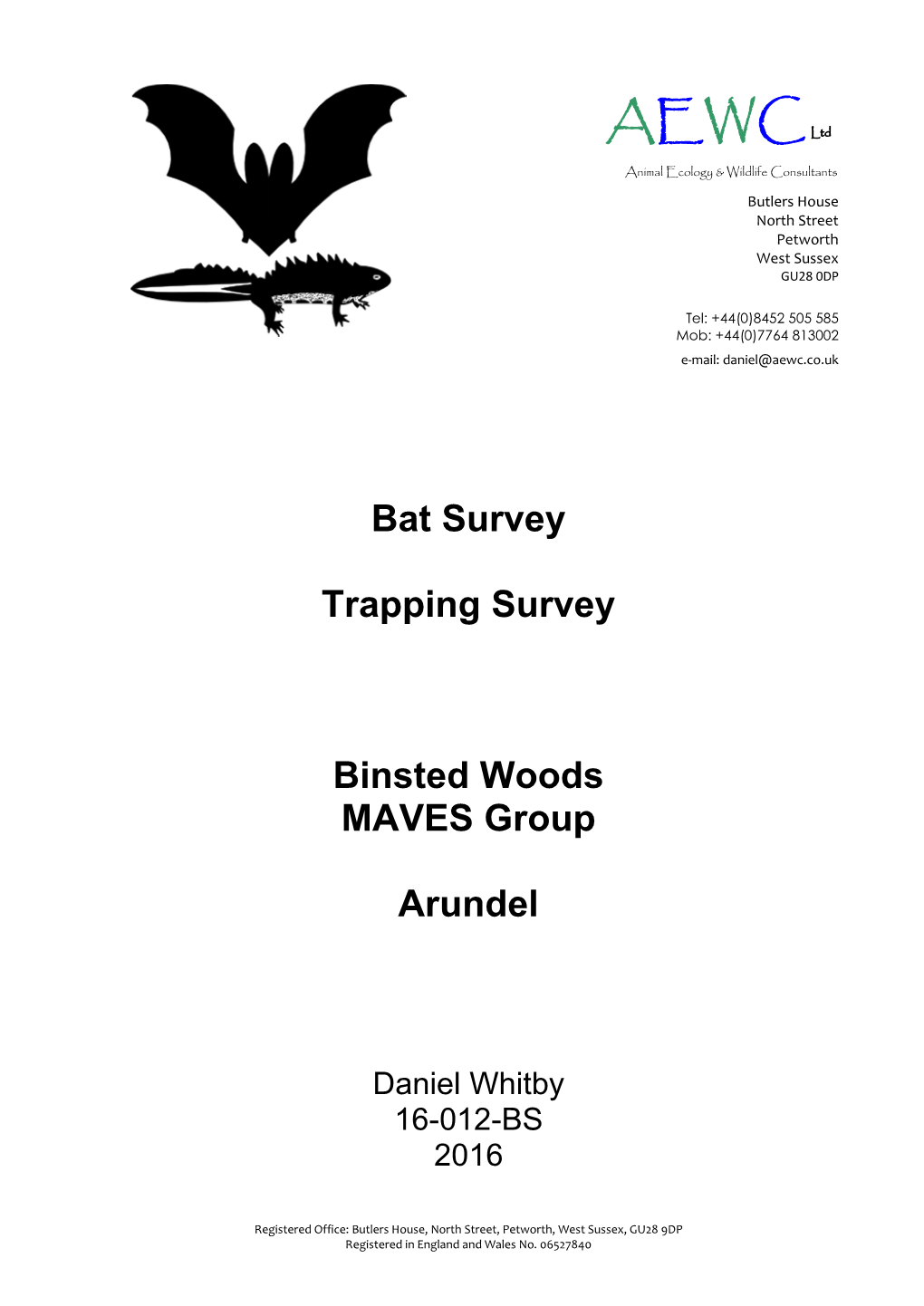 2.2 Binsted Woods Bat Trapping Survey by Daniel Whitby of Animal Ecology & Wildlife Consultants
