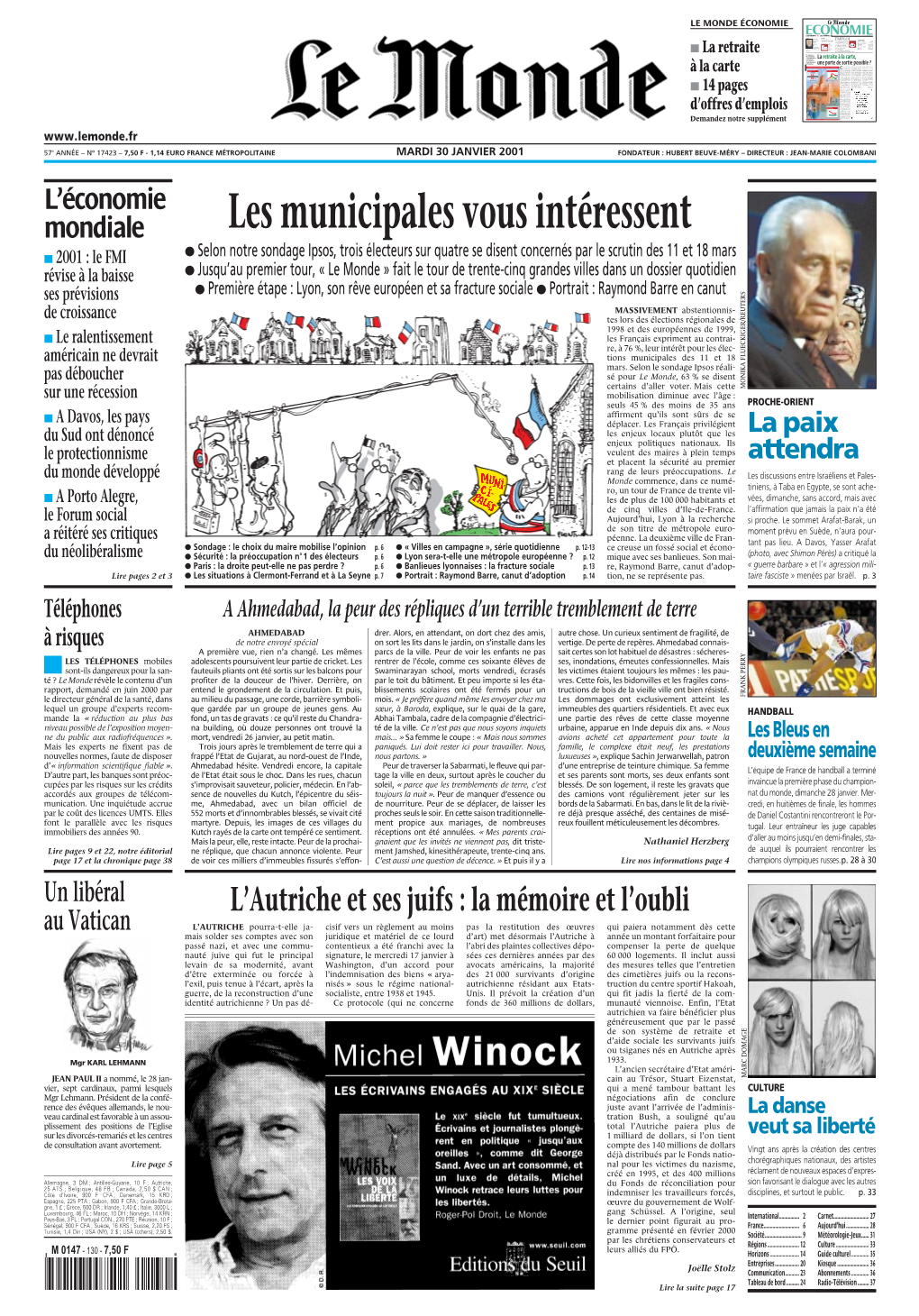 LE MONDE/PAGES&lt;UNE&gt;