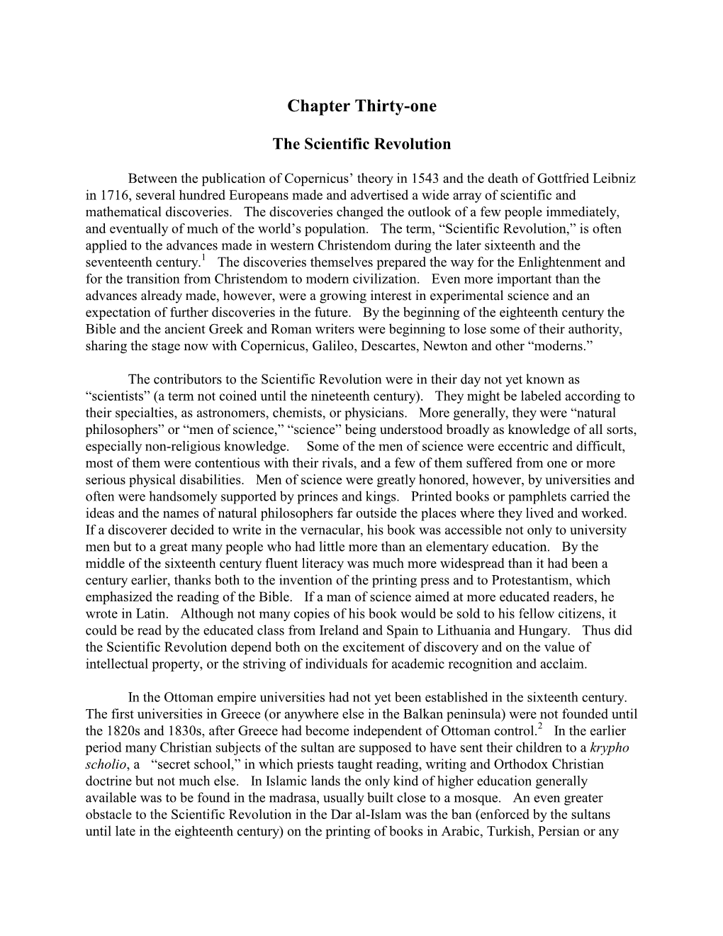 Chapter Thirtyone. the Scientific Revolution.Pdf