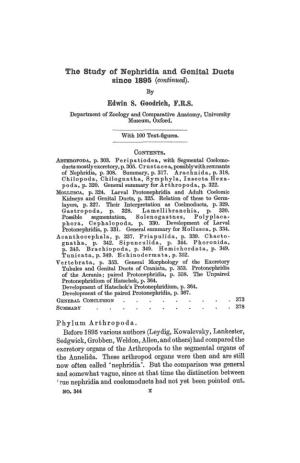The Study of Nephridia and Genital Ducts Since 1895 (Continued)