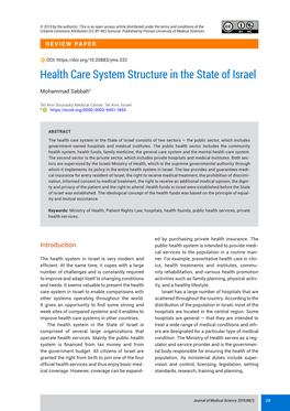 Health Care System Structure in the State of Israel