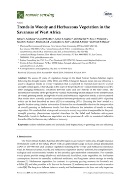 Trends in Woody and Herbaceous Vegetation in the Savannas of West Africa