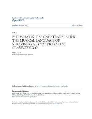 Translating the Musical Language of Stravinsky's Three