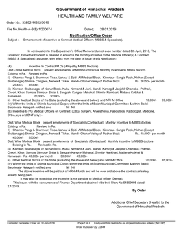 Government of Himachal Pradesh HEALTH and FAMILY WELFARE Order No.: 33592-14662/2019