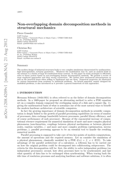 Non-Overlapping Domain Decomposition Methods in Structural Mechanics 3 Been Extensively Studied