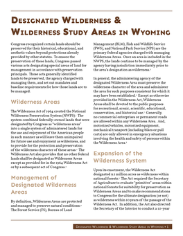 Designated Wilderness & Wilderness Study Areas in Wyoming