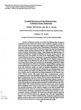 Crustal Structure of the Molucca Sea Collision Zone, Indonesia