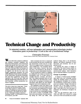 Technical Change and Productivity
