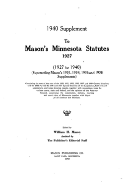 Mason's Minnesota Statutes 1927