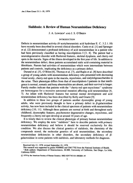 Sialidosis: a Review of Human Neuraminidase Deficiency J