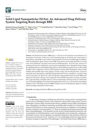 An Advanced Drug Delivery System Targeting Brain Through BBB