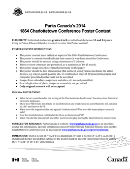 Parks Canada's 1864 Charlottetown Conference Poster Contest