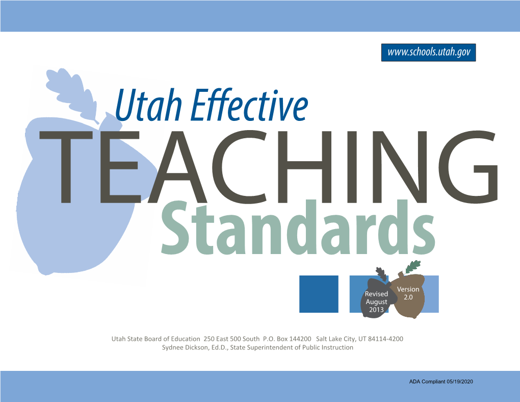 Utah Effective Teaching Standards (PDF File)