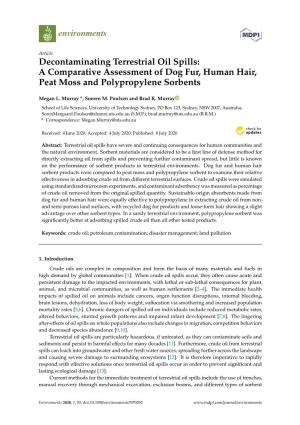 Decontaminating Terrestrial Oil Spills: a Comparative Assessment of Dog Fur, Human Hair, Peat Moss and Polypropylene Sorbents