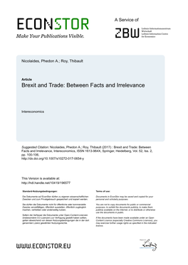 Brexit and Trade: Between Facts and Irrelevance