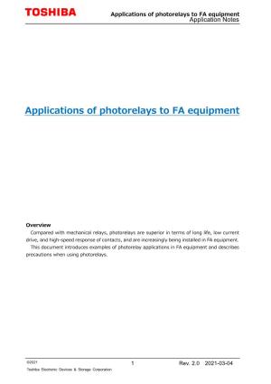 Applications of Photorelays to FA Equipment