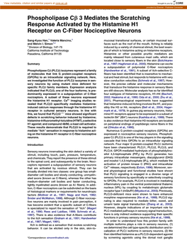 Phospholipase Cb 3 Mediates the Scratching Response Activated by the Histamine H1 Receptor on C-Fiber Nociceptive Neurons