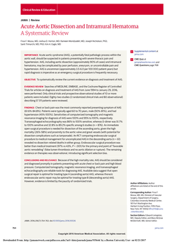 Acute Aortic Dissection and Intramural Hematoma a Systematic Review