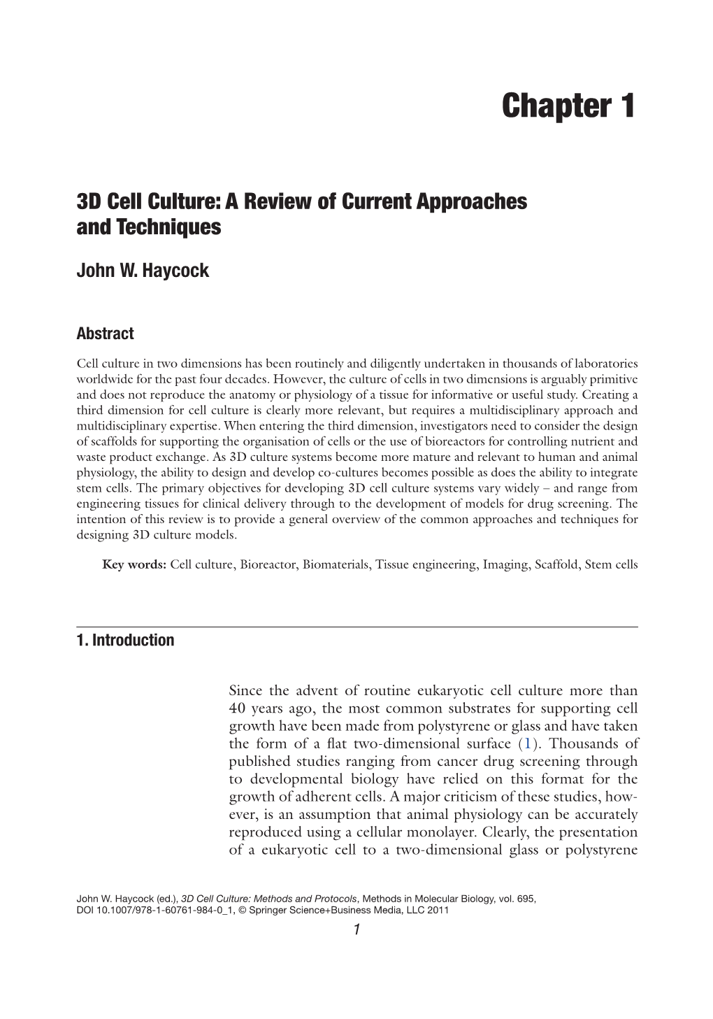 3D Cell Culture: a Review of Current Approaches and Techniques