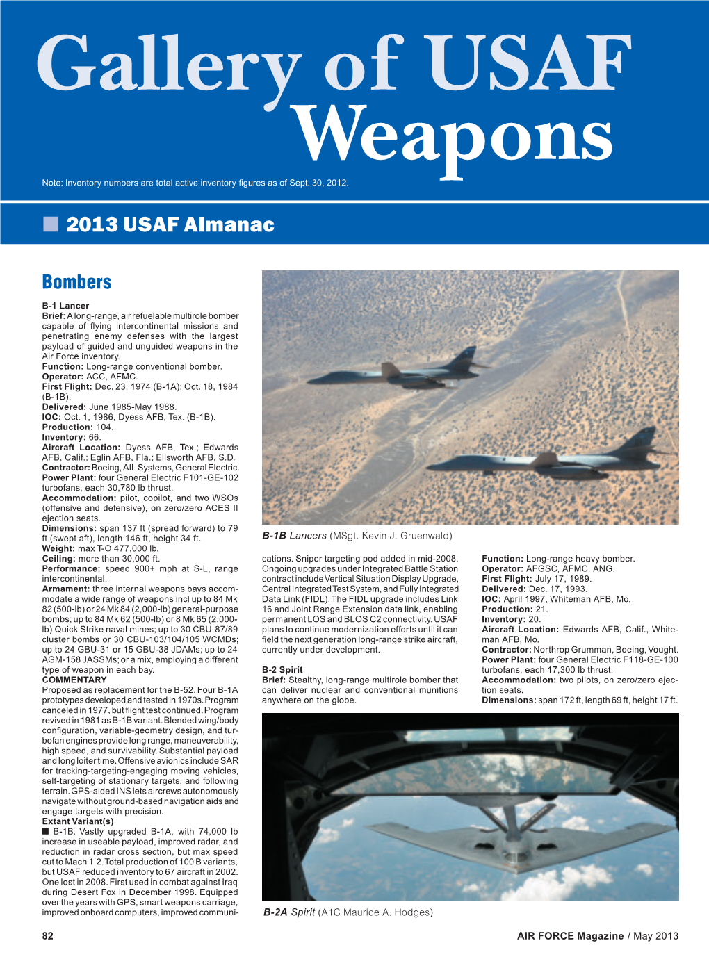 Gallery of USAF Weapons Note: Inventory Numbers Are Total Active Inventory Figures As of Sept