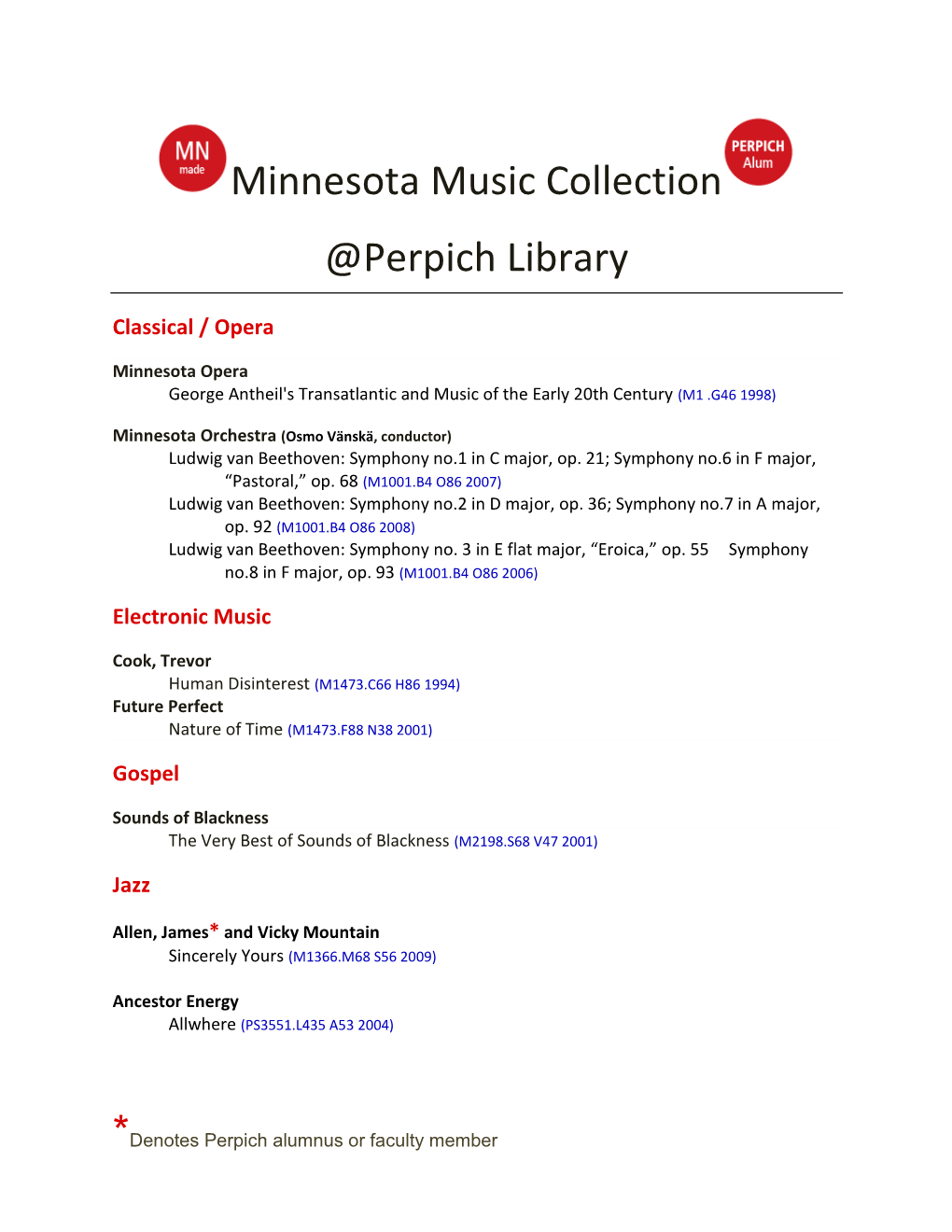 Minnesota Music Collection @Perpich Library