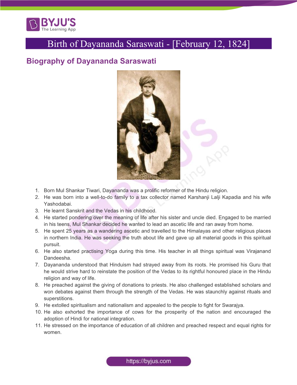 Biography of Dayananda Saraswati