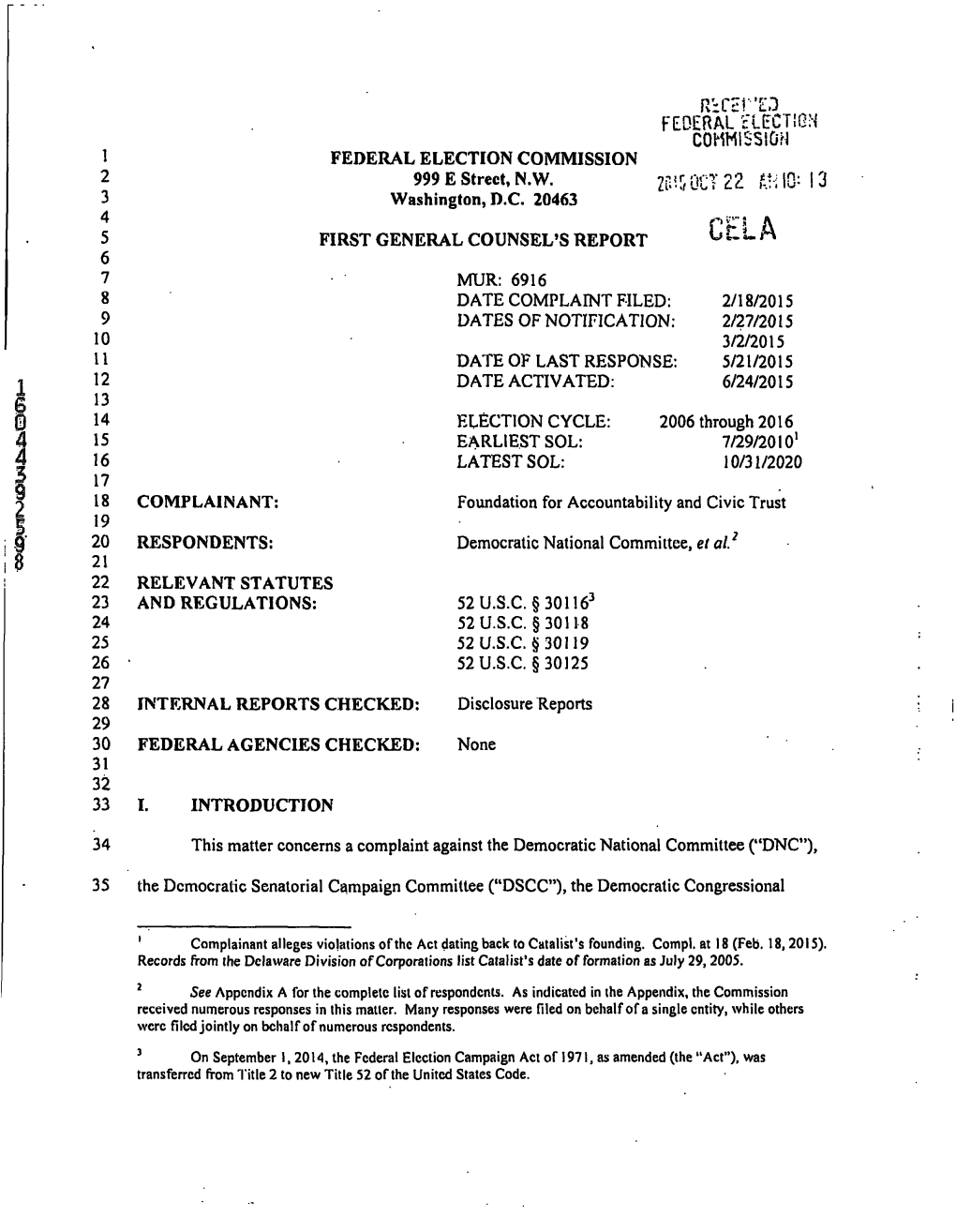 FEDERAL Electign Commlssioh 1 FEDERAL ELECTION COMMISSION 2 999 E Street, N.W