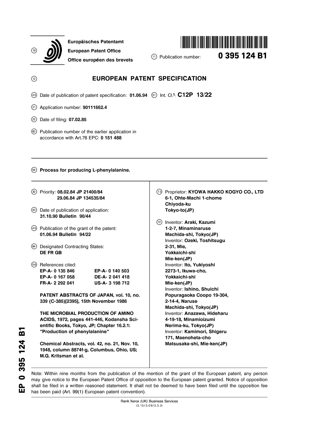 Process for Producing L-Phenylalanine