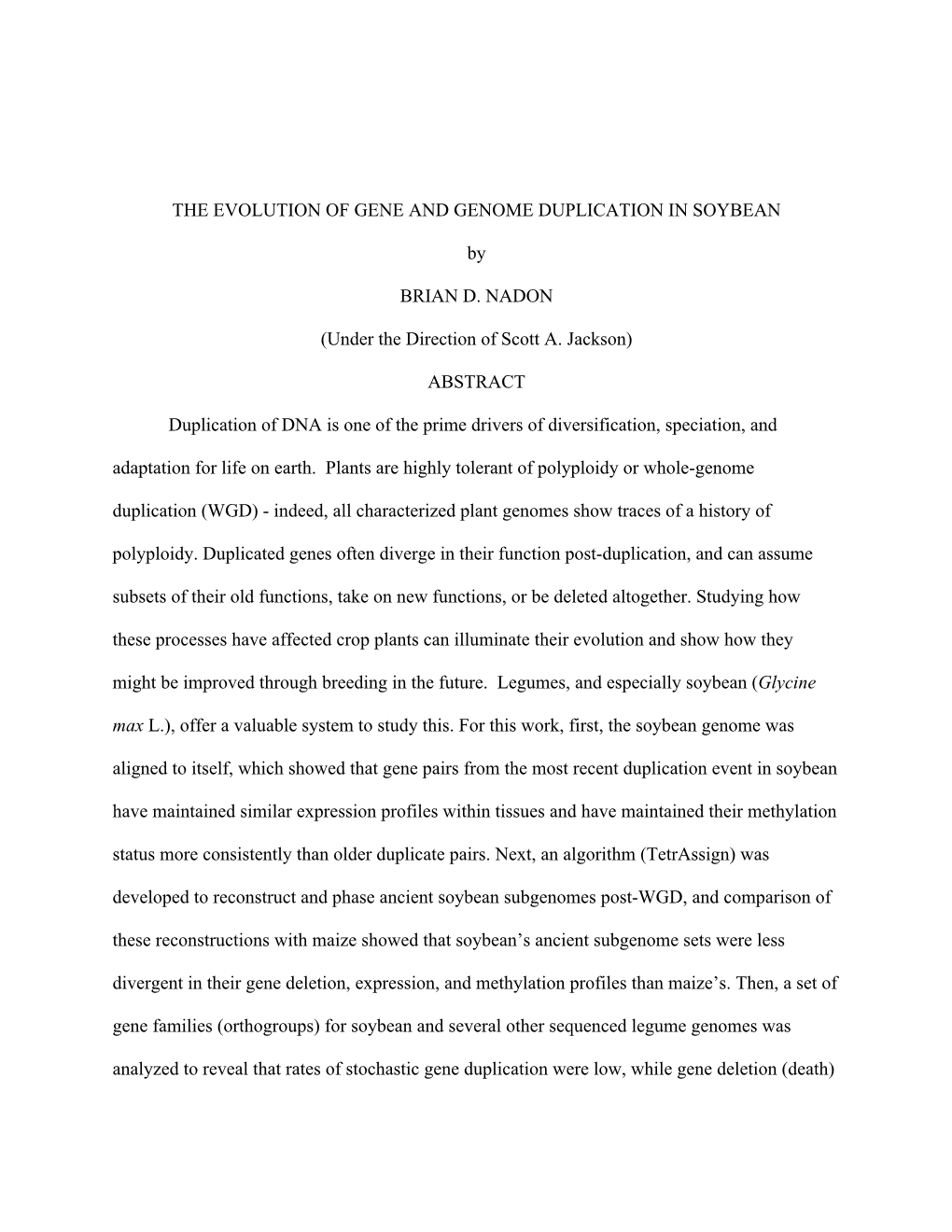 The Evolution of Gene and Genome Duplication in Soybean