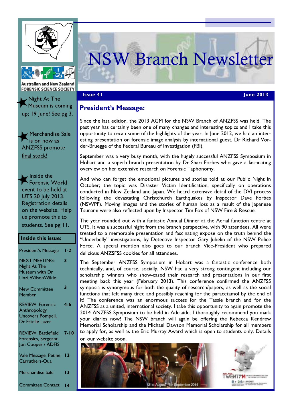 NSW Branch ANZFSS June 2013 Newsletter Issue 41