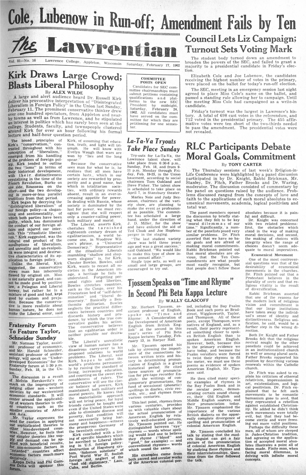 Volume 81, Number 16, February 17, 1962
