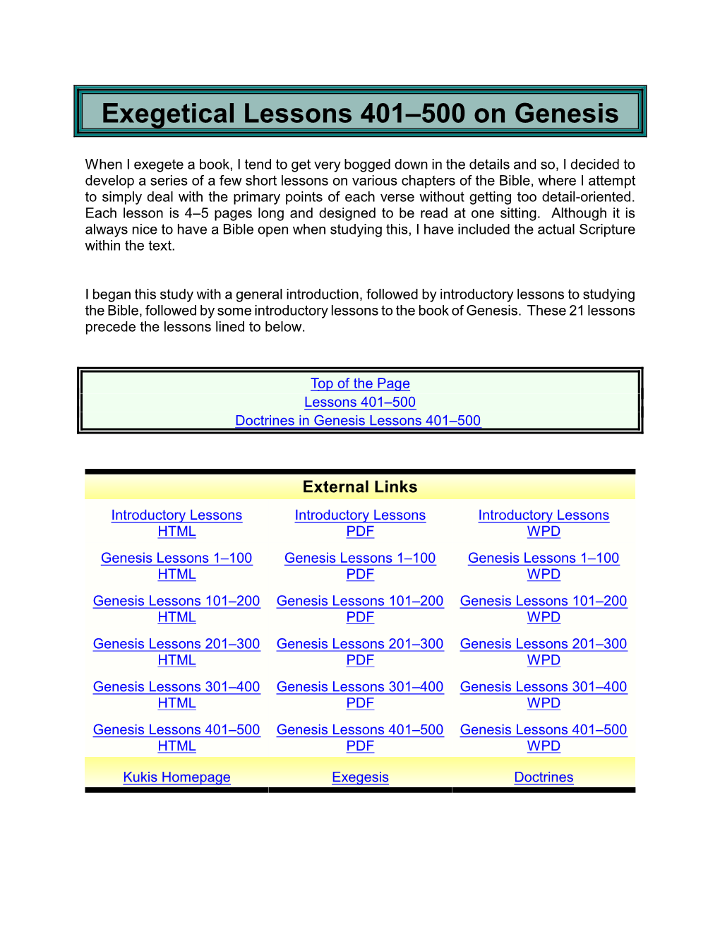 Exegesis Notes on Genesis 401-500