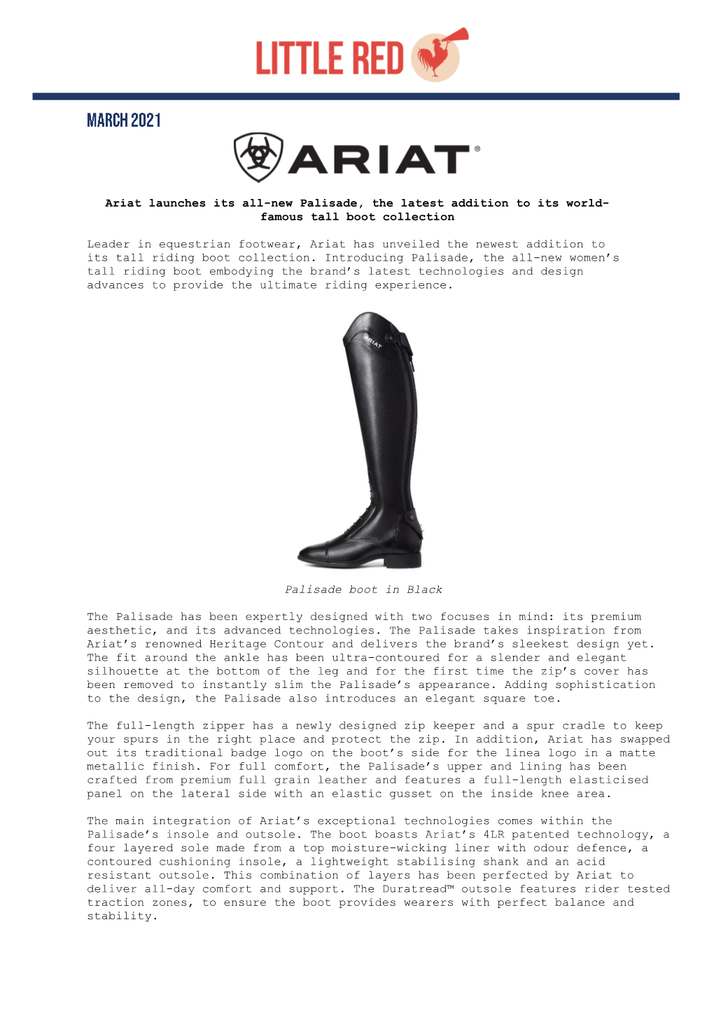 Ariat Launches Its All-New Palisade, the Latest Addition to Its World- Famous Tall Boot Collection