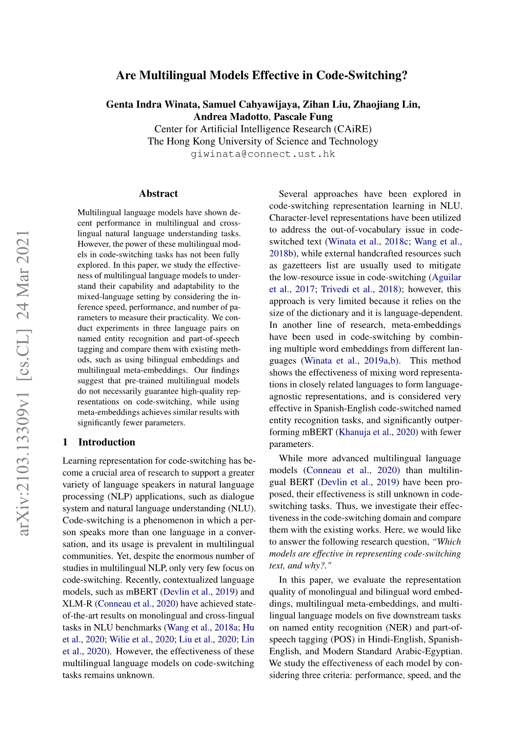 Arxiv:2103.13309V1 [Cs.CL] 24 Mar 2021