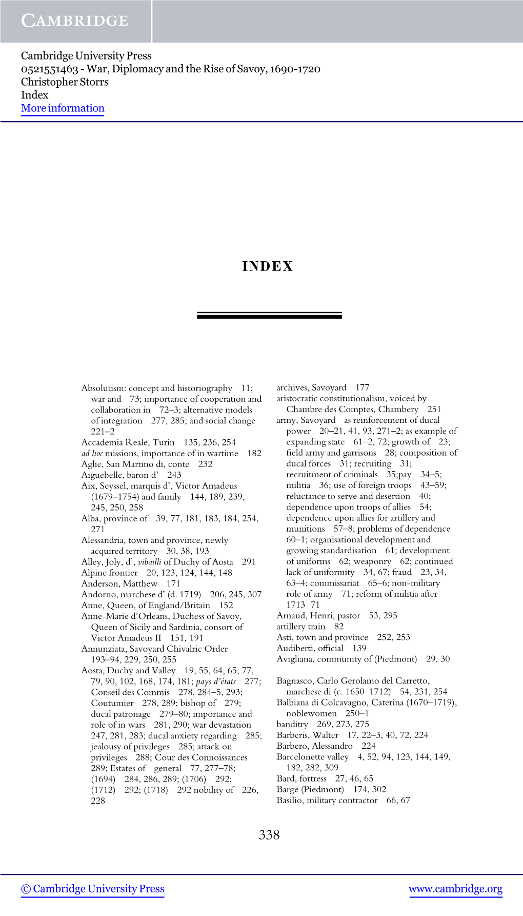 Index More Information