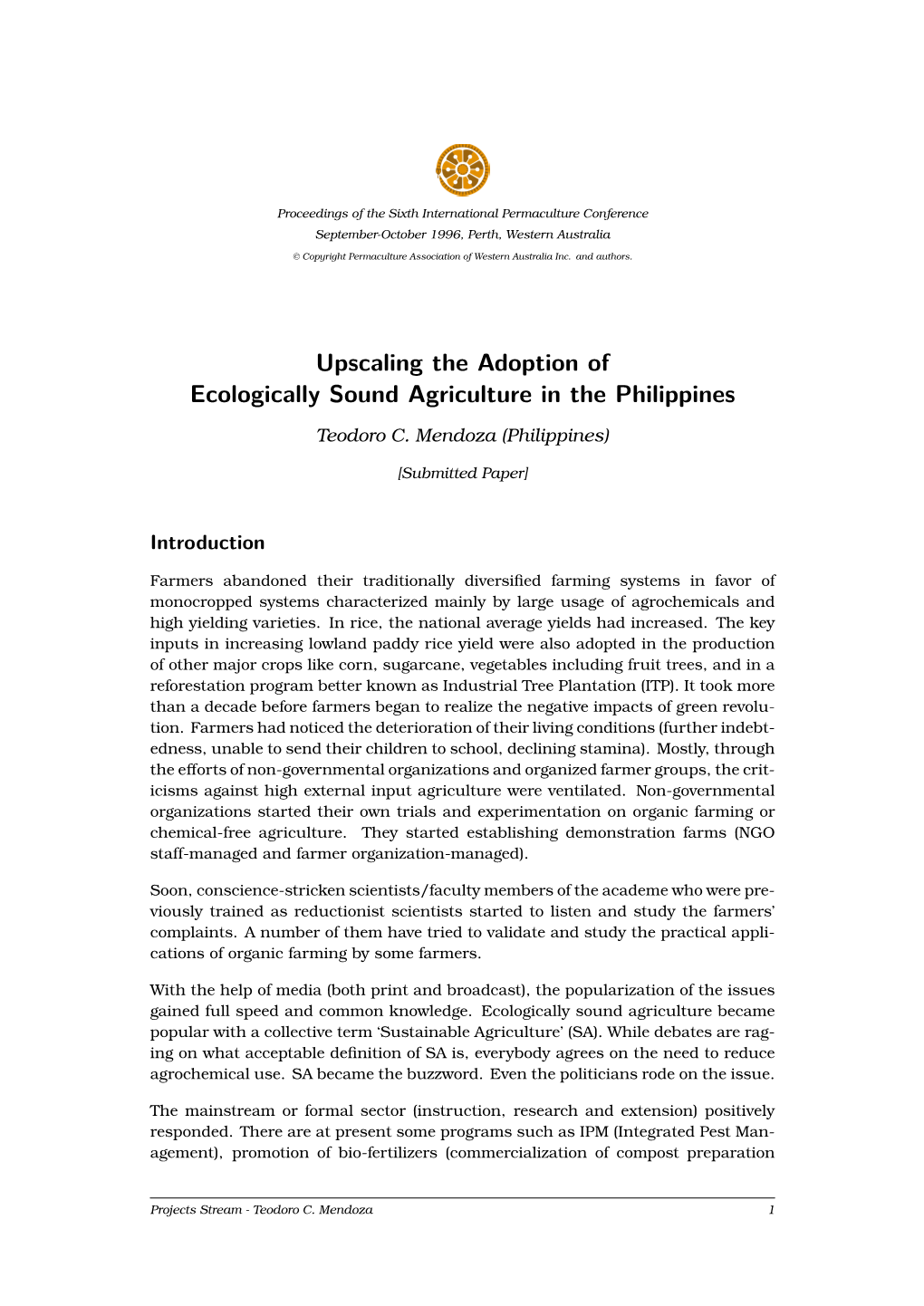 Upscaling the Adoption of Ecologically Sound Agriculture in the Philippines