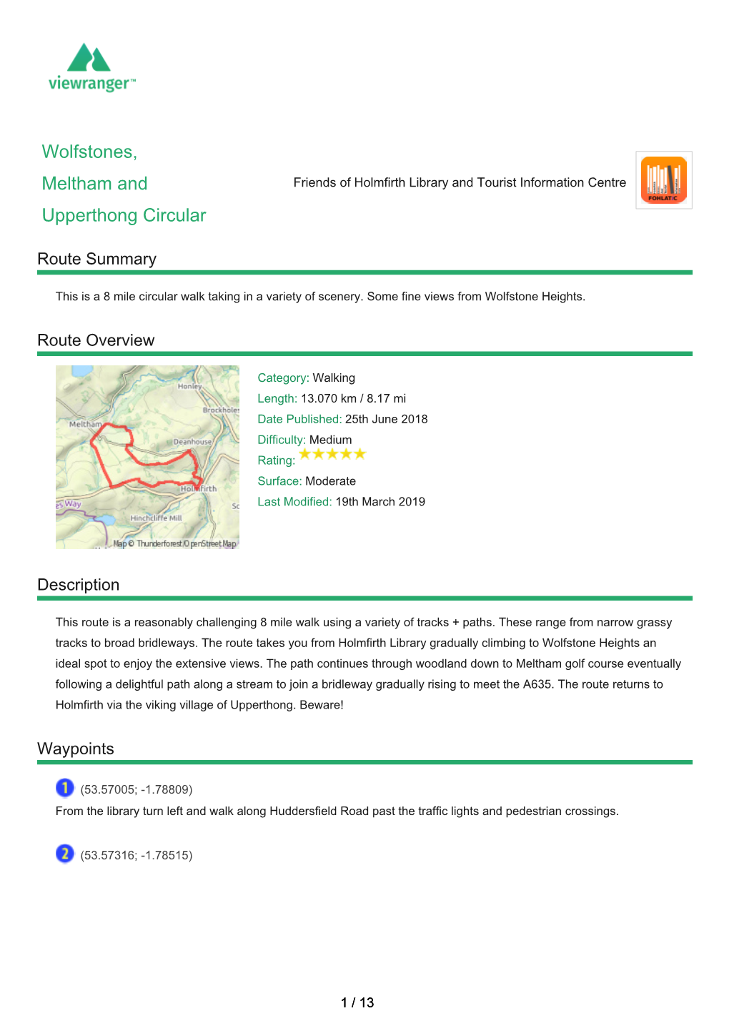 Wolfstones, Meltham and Upperthong Circular