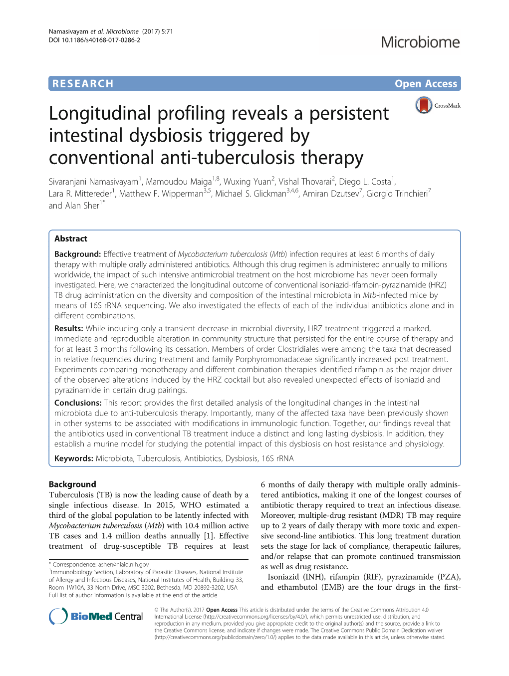 Longitudinal Profiling Reveals a Persistent Intestinal Dysbiosis