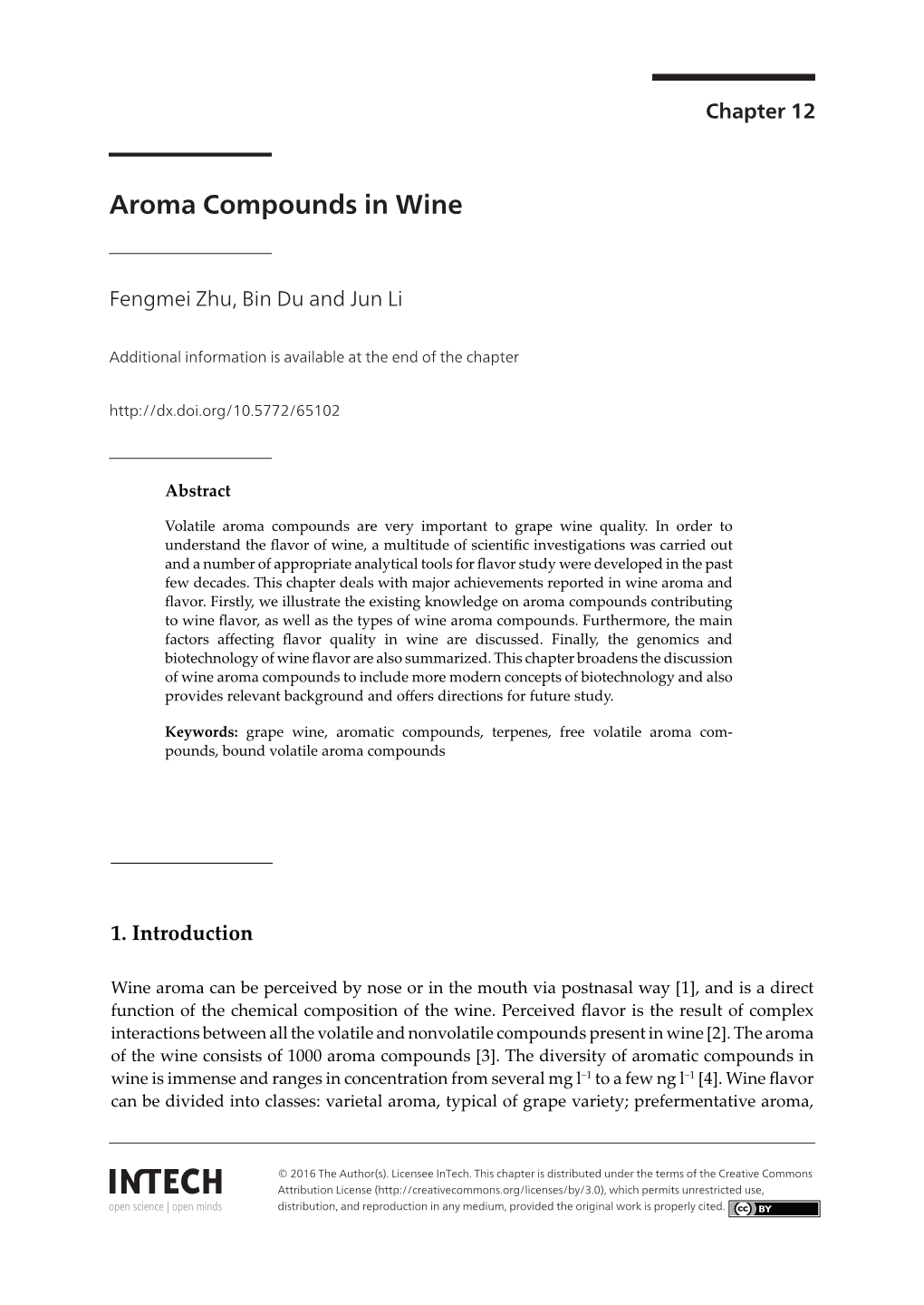 Aroma Compounds in Wine