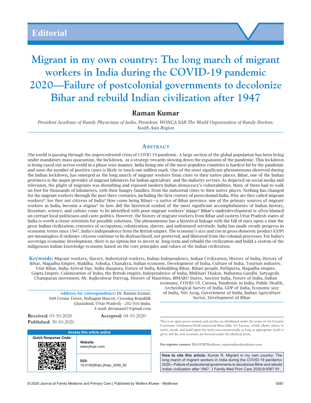 The Long March of Migrant Workers in India During The