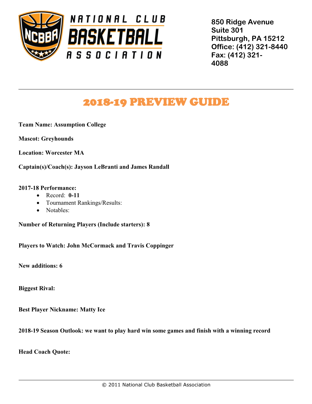 2018-19 Preview Guide