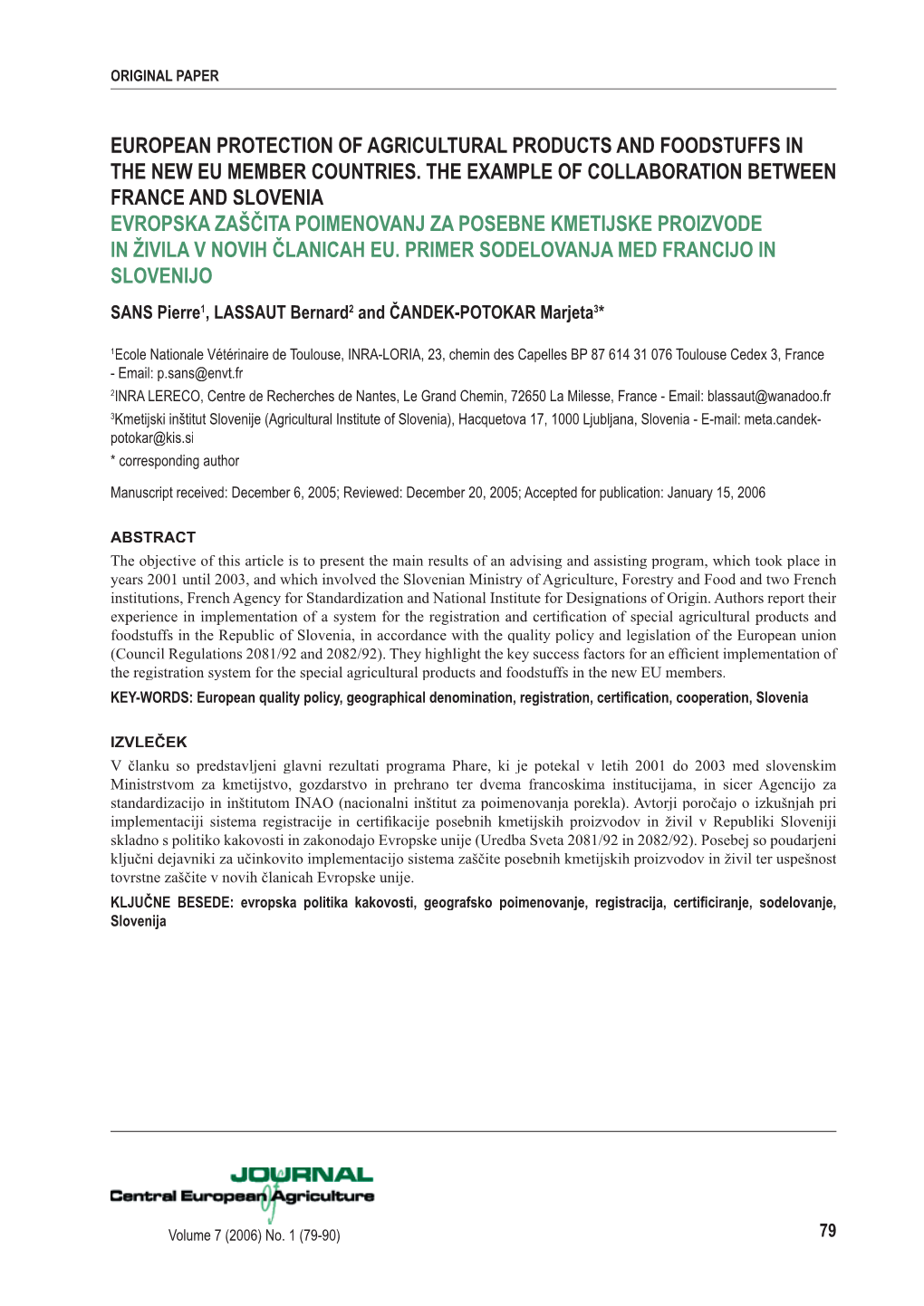 European Protection of Agricultural Products and Foodstuffs in the New Eu Member Countries